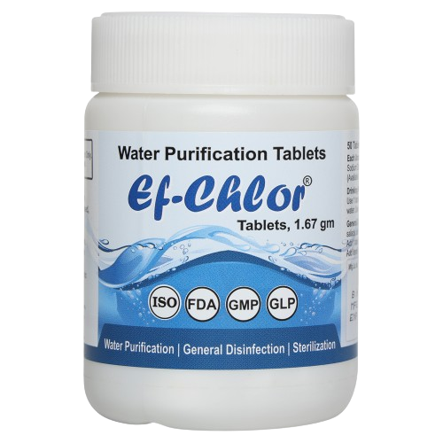Ef-Chlor 1.67gm Water Purification Tablets For 500 Litres Household and Underground Tank - Hind Pharma Is A Leading Manufacturer of Effervescent Chlorine (NaDCC) Tablets